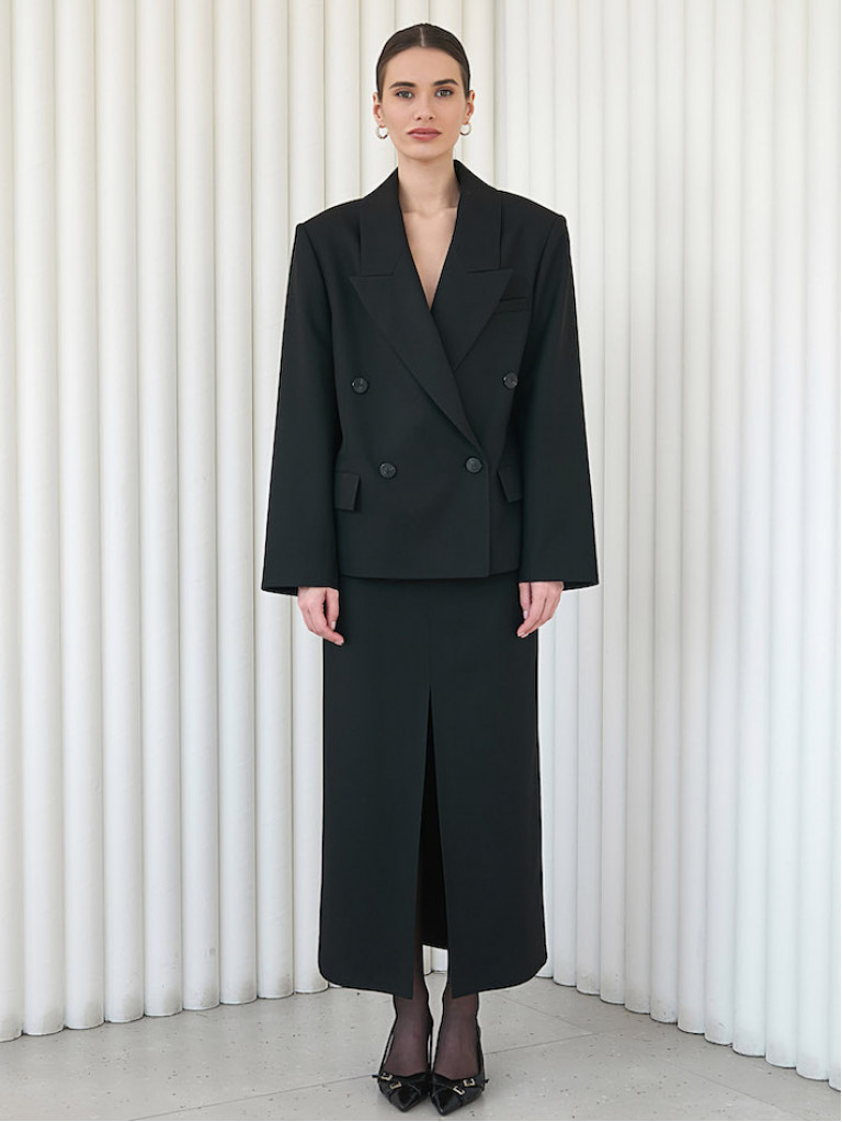 Жакет двубортный короткий black