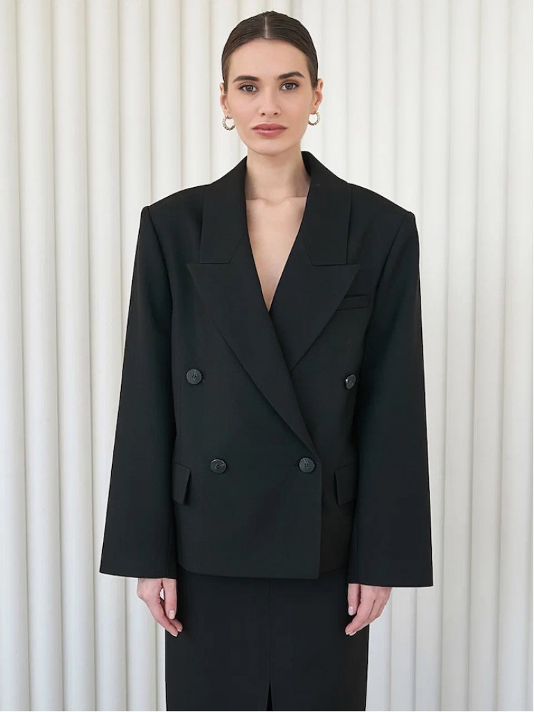 Жакет двубортный короткий black